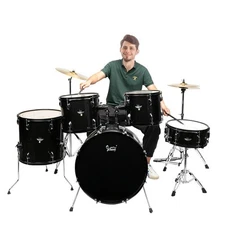 Glarry 5-Piece Complete Full Size Pro Adult Drum Set Kit with Stool for Gift