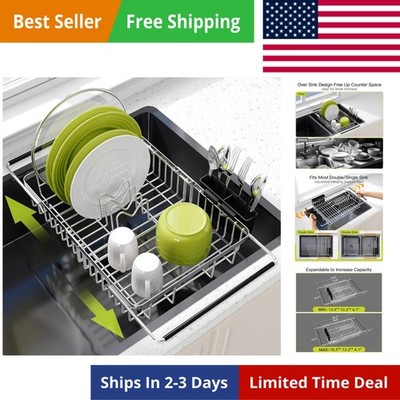 Expandable Stainless Steel Dish Drying Rack Over The Sink For Small Kitchen, ...