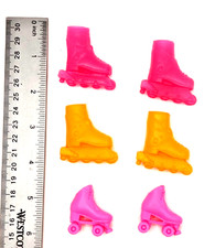 Barbie Vintage Clone Pink  Yellow Pairs Rollerblades 1 Pair Pink Rollerskates