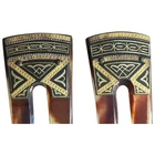 Matched pair of hair pins with geometric damascene design