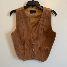 VINTAGE Genuine Suede Leather Vest - Cowgirl Western Style Large See Measurement