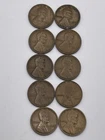 1909 P LINCOLN WHEAT PENNIES Copper Coin 1c Penny Cent VG Lot Of 10 Coins 09A