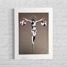 Edizione Numerata BANKSY Cristo con Sacchetti della Spesa