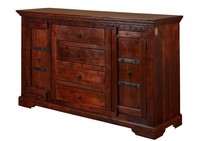 Kolonialstil Sideboard Massiv Kommode Schrank Natur Akazienholz Dunkel 150X89
