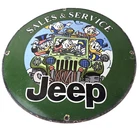 Vintage Jeep Porcelain Sign - Garage Shop Gas Service Station Pump Plate Sign
