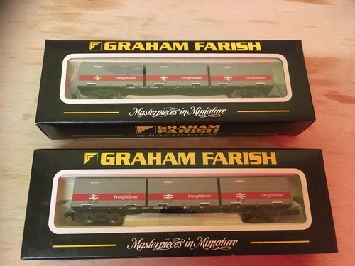 Lot..571F...N GAUGE FARISH 373-451  CONTAINER WAGONS.. BR RAILFREIGHT..X..2.#40#