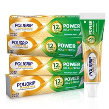 Super Poligrip Power Max Power Hold + Fresh Denture Cream, Premium Peppermint -