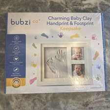 Bubzi Co Charming Baby Clay Handprint  Footprint Keepsake Picture Frame Sealed