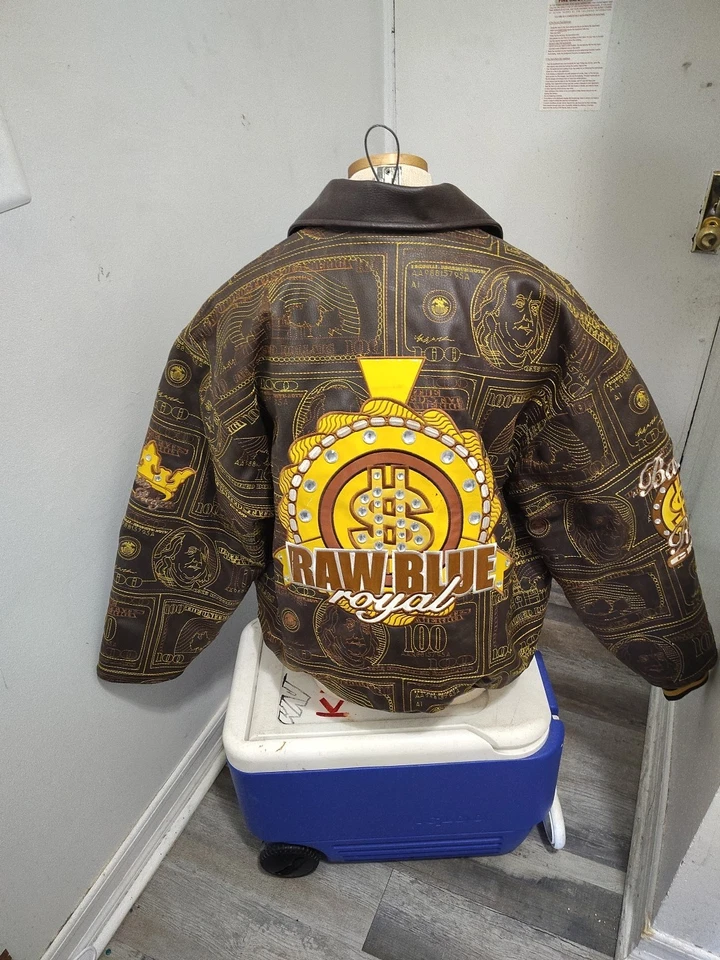 Chaqueta de cuero azul crudo Foto 2 de 3