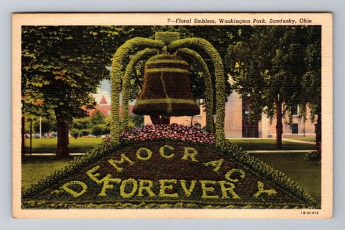 Sandusky OH-Ohio, Washington Park Blumenemblem, antike Vintage Postkarte