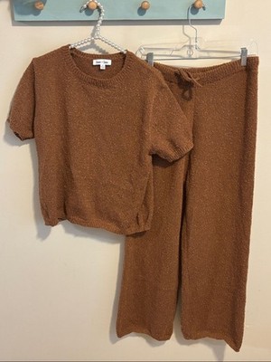 Sewn & seen Cozy Two-Piece Knit Set in Warm Brown size medium
