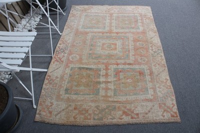 3,9x5,8 ft Vintage Rug, Accent Turkish Rug, Orange Oriental Rug