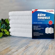 New White Bulk Bath Towels 22x44 – Soft Cotton, Absorbent, Hotel Spa Gym Use