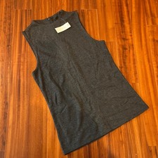 Ann Taylor Sleeveless Top Mock Neck Zipper Back Charcoal Gray New Size Medium