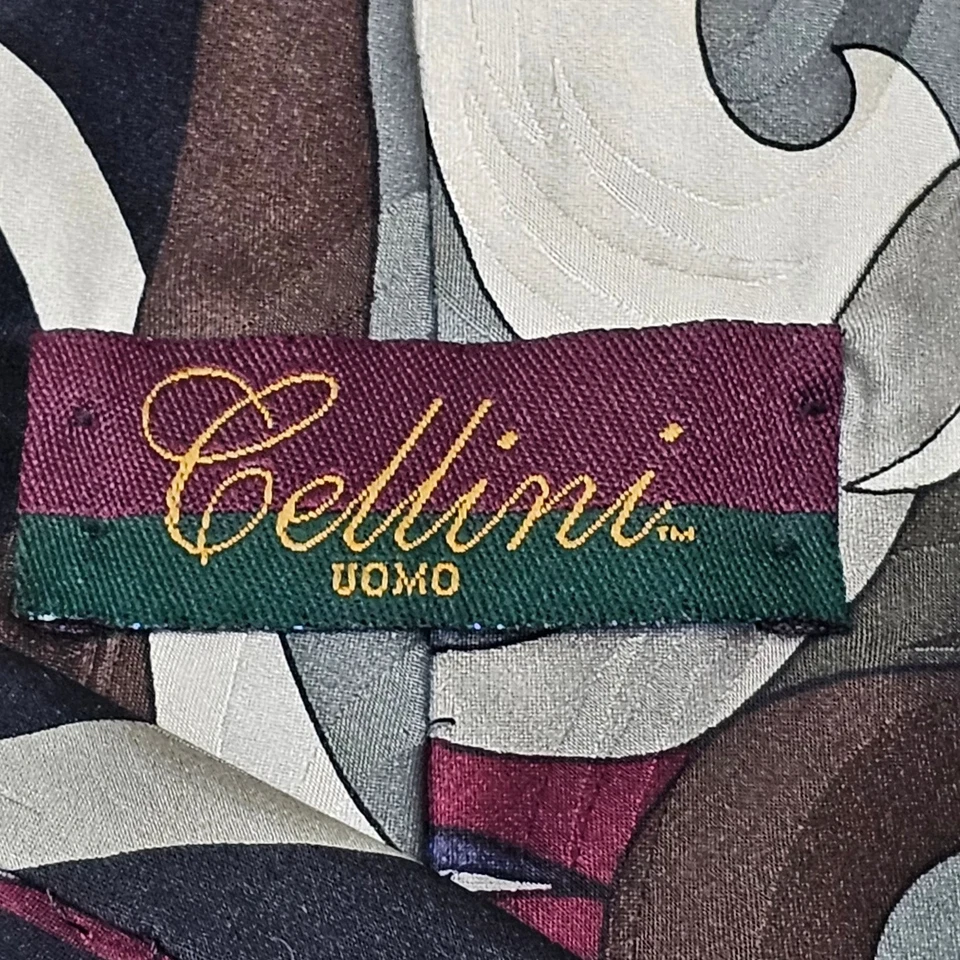 Галстук мужской Cellini абстрактный узор бордовый серый шелк классическая ширина - Изображение 4 из 4