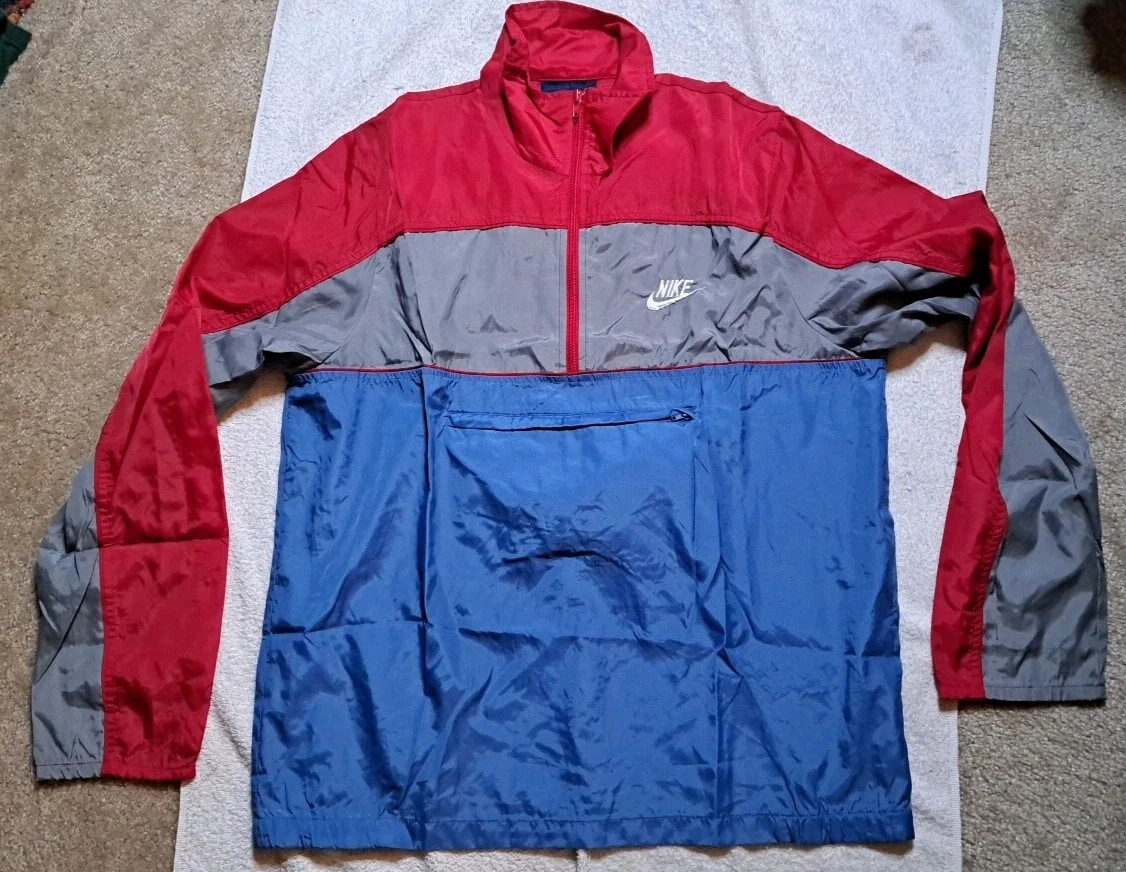 Vintage Nike 1/4 Zip Pullover Windbreaker 80s Jacket Packable Size Medium