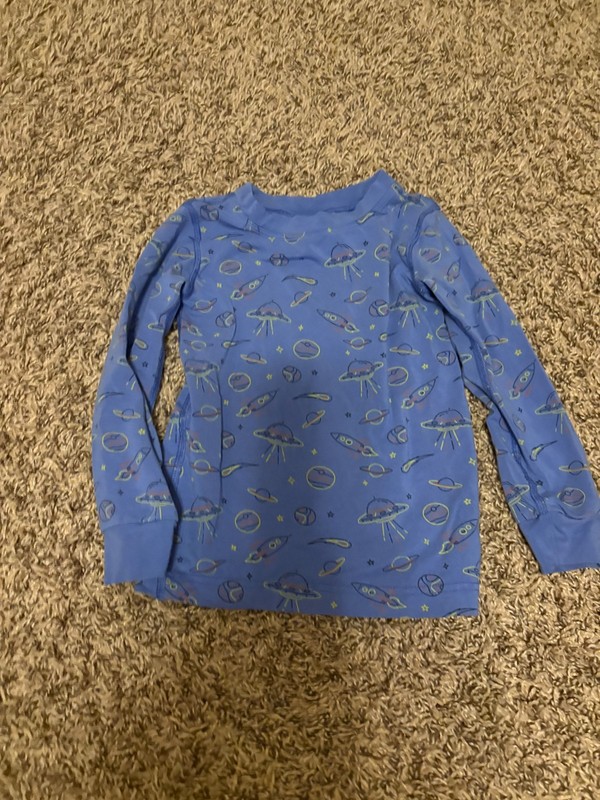 Hanna Andersson Pajama Top 100 CM US Size 4 Cosmic Trek Doodle On French Blue