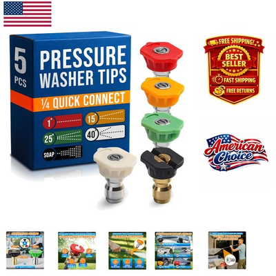 #ad Durable Pressure Washer Nozzle Tips Set of 5 For Car Wash amp; Surface Cleaning $10.99