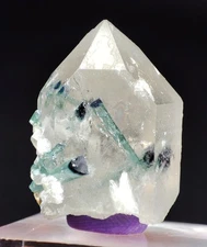 12-g Indicolite Blue Tourmaline included Transparent Quartz Crystal -Afghanistan