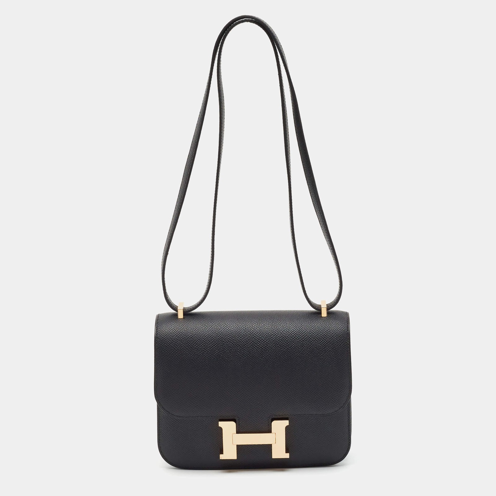 Hermes Constance 18 Mini Rose Gold Finish Noir Epsom Leather Crossbody Bag