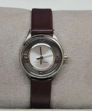 Marc Jacobs MJ1461 Tether Silver Dial Burgundy Leather Strap Women's Watch