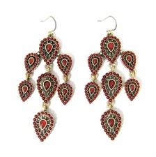 Lucky Brand Red Bead Chandelier Earrings Anti...