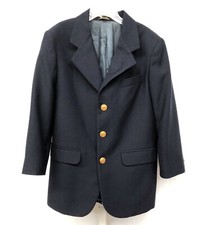 Boys Claiborne Sz 10 Wool Blend Navy Blue Dress Suit Jacket Blazer W/Gold Button
