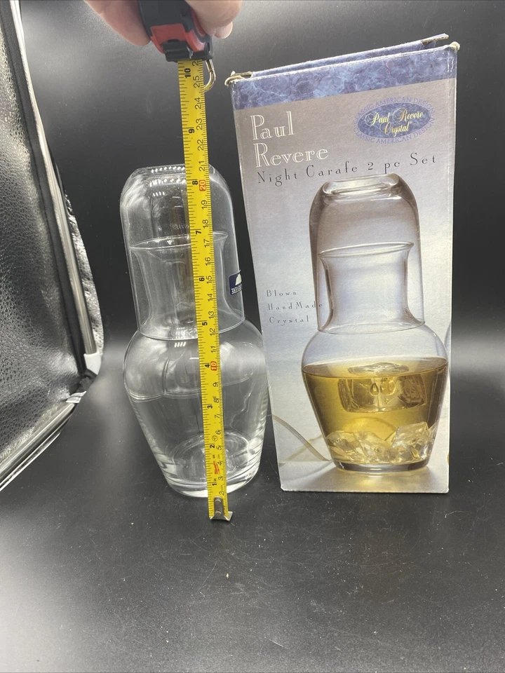 Garrafa noturna Paul Revere conjunto de 2 peças com copo de vidro soprado feito à mão cristal - Imagem 3 de 4