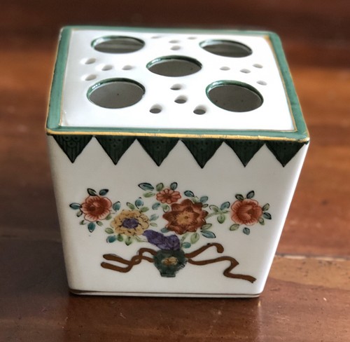 Unique Vintage Asian Flower Frog Vase Ikebana Square w/Holes Feng Shui - 第 3/7 張圖片