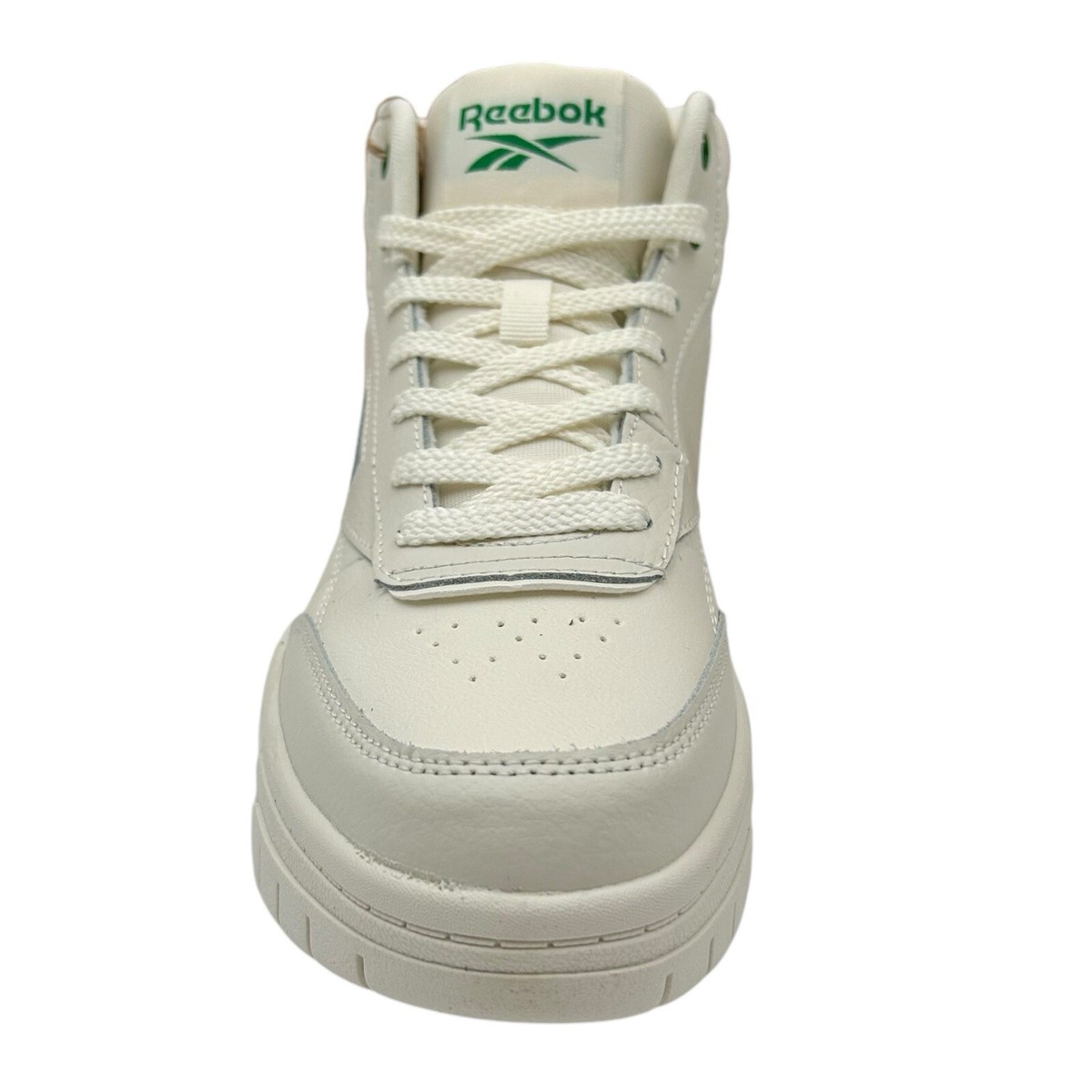 Reebok Womens Tech Geo Leather Sneakers Chalk-Green Size 8 