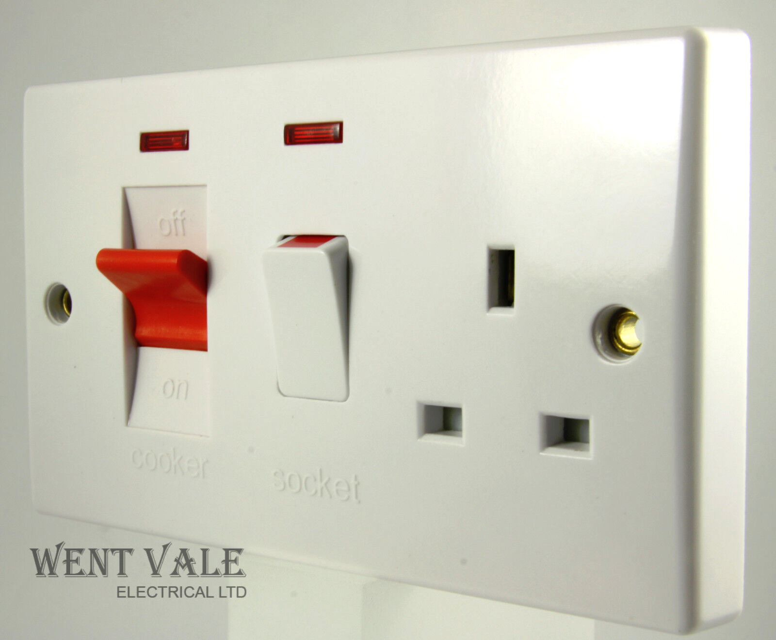 GET Ultimate Moulded - GU4001 - 45a Double Pole Cooker Control & Socket + Neons