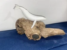 John Perry Dolphin Sculpture Vintage Porpoise On Burl Wood Figurine Read