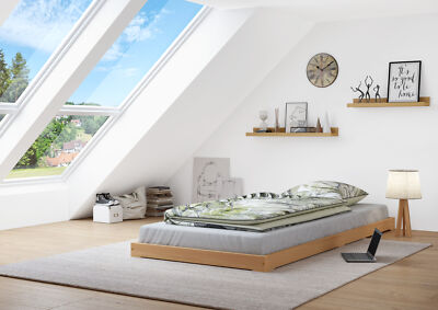 Niederflurbett Jugendbett Studenten Futon Bodenbett 100x200 Buche Massivholz