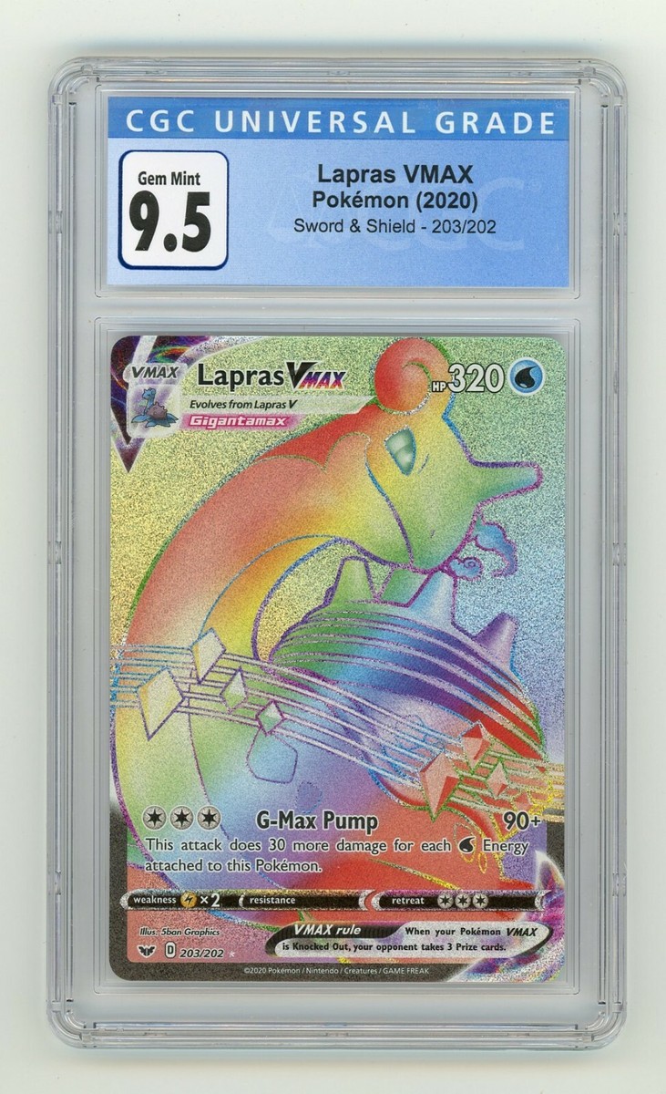 Lapras Vmax 203/202 Secret Rainbow Rare CGC 9.5 Gem Mint PSA BGS Lapras Vmax 203/202 Secret Rainbow Rare CGC 9.5 Gem Mint PSA BGS