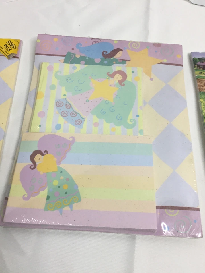 3 paquetes de bloc de notas y sobres fijos Forget Me Not vintage saludos americanos Foto 3 de 4