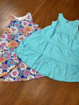 Spotted Zebra Girls Large, 10 Lot of 2 Knit Sleeveless Tiered Dresses Colorful