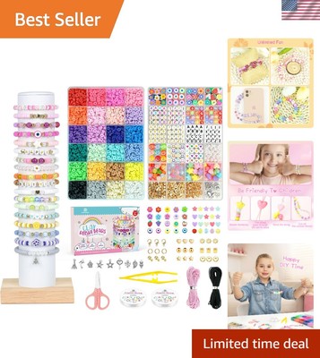 Complete Jewelry Making Kit with 7500 Colorful Beads - DIY Crafts for Ages 4+