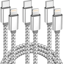 USB C to Lightning Cable 3Pack 6 FT Apple MFi Certified iPhone Fast Charger Type