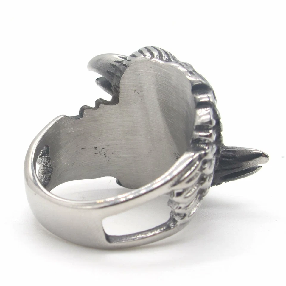 MENDEL Stainless Steel Mens Biker Viking Odin Crow Bird Raven Ring Men Size 7-14 - Image 3 of 4