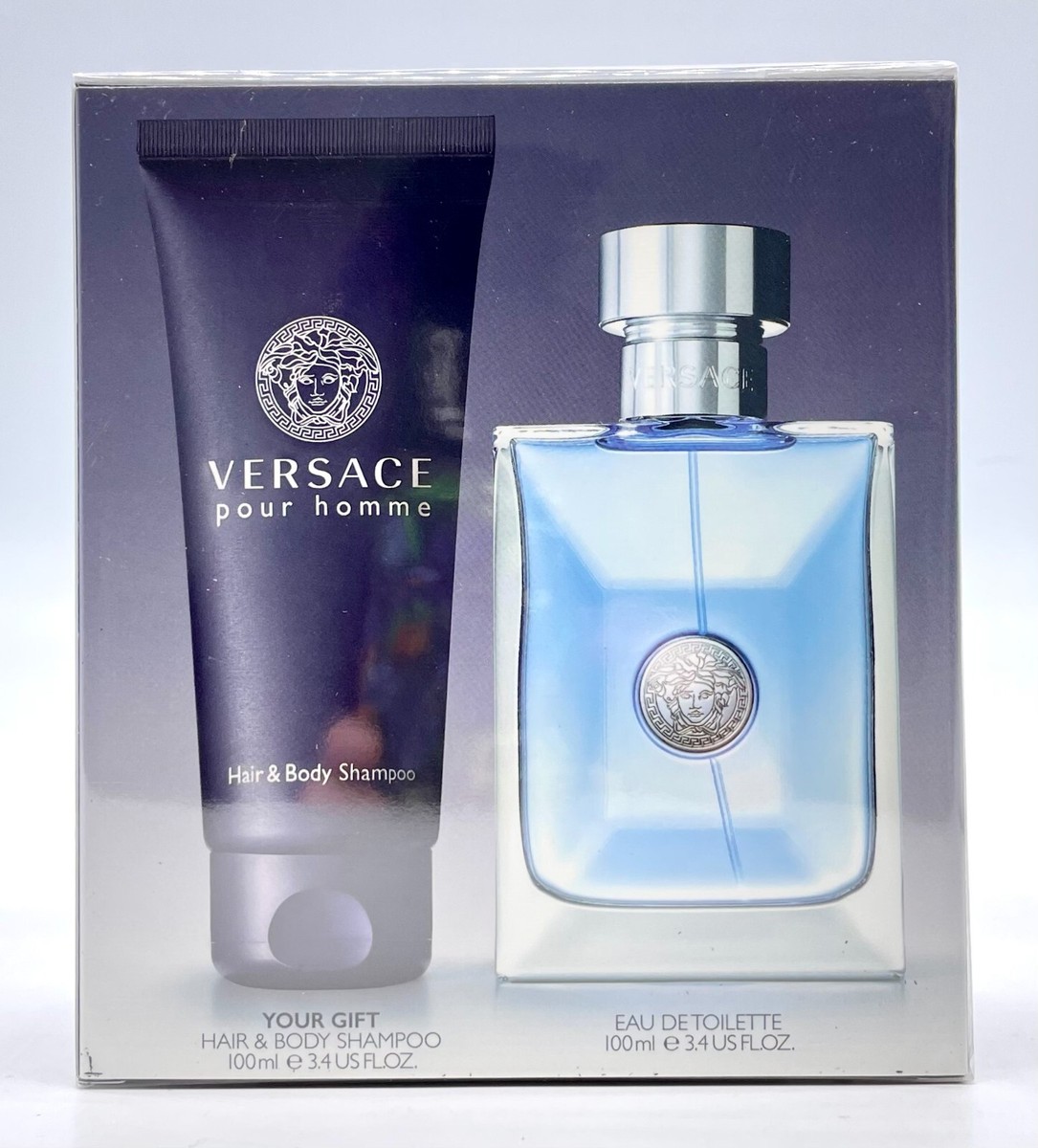 Versace Pour Homme 2pc set for Men EDT Spray Shampoo) NEW