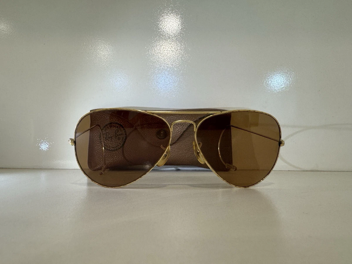 Ray-Ban Gold Brown Vintage Sunglasses for sale | eBay