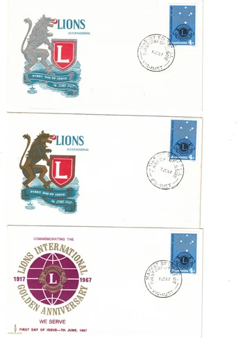 Australia 1967 4c LIONS on ROYAL FDCs + 4c BIBLE on EXCELSIOR FDC    (5 Covers)