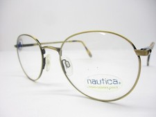 New Vintage Eyeglasses Frames Nautica Italy Mod J23 Antique Gold Retro Round 53