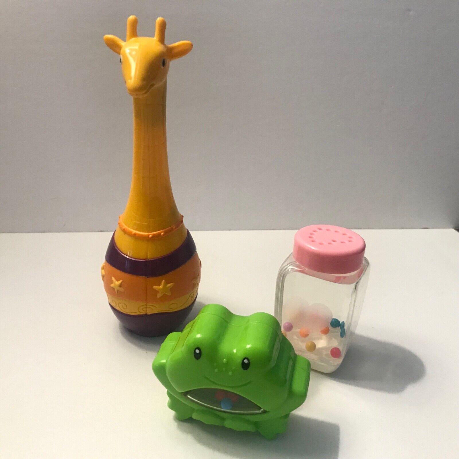 Baby Rattle Lot of 3 Cheap Plastic Frog Hard Houston Mall Bottle Giraffe