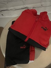 Puma 2 Piece Sweats Set Red/Black Pants Sweatshirt 100% Polyester Baby Size 18M