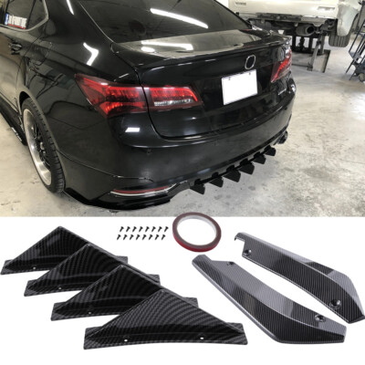 For Acura ILX TLX Carbon Rear Bumper Diffuser Fins Spoiler Splitter ...