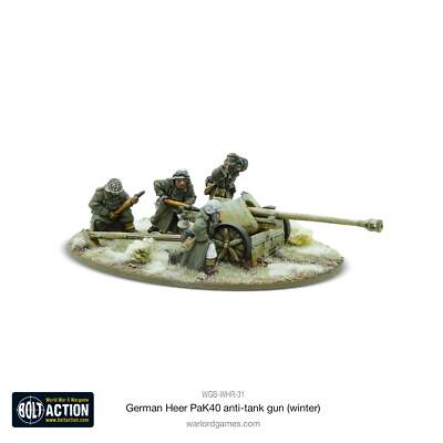 Bolt Action - German Heer 75mm Pak 40 anti-tank gun (Winter) - Warlord Games