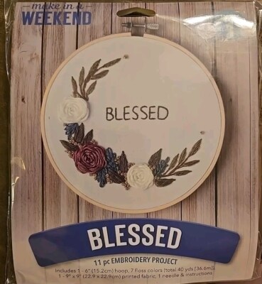 Leisure Arts Embroidery Kit Blessed Floral Make In A Weekend 2020 Sealed - F4