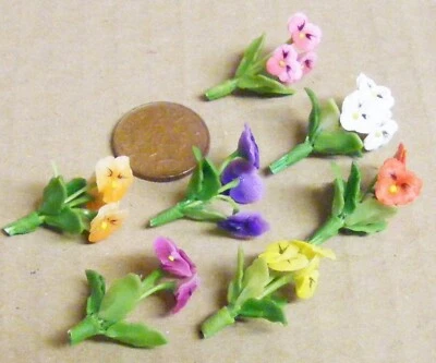 Puppenstube Stiefmütterchen Blumen 3er Bündel Handarbeit Maßstab 1:12 Miniatur ML Tumdee