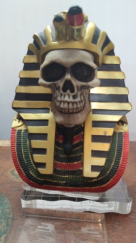 Ancient Egypt King Tut Skull Statue Mask Of King Tutankhaman 7" Tall Bust - Picture 6 of 14